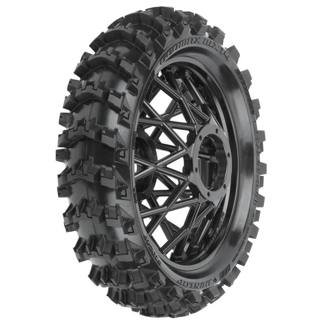 Pro-Line 1/4 Dunlop Geomax MX14 V2 Bead Motocross Pre-Mounted Rear Tire (Black) (1) w/ Bullyspoke Wheel (CR4) (PRO1024710)