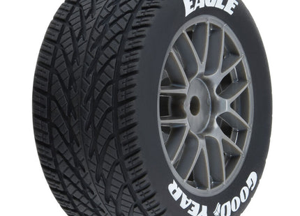 Pro-Line 1/12 Goodyear Eagle Wet Tire F/R Mounted Gray Wheels (4): Losi NASCAR PRO1028310