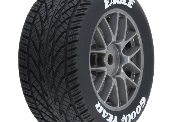 Pro-Line 1/12 Goodyear Eagle Wet Tire F/R Mounted Gray Wheels (4): Losi NASCAR PRO1028310