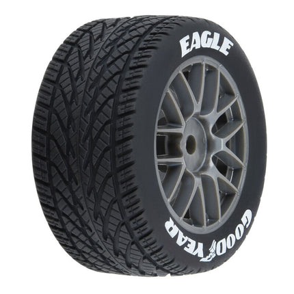 Pro-Line 1/12 Goodyear Eagle Wet Tire F/R Mounted Gray Wheels (4): Losi NASCAR PRO1028310