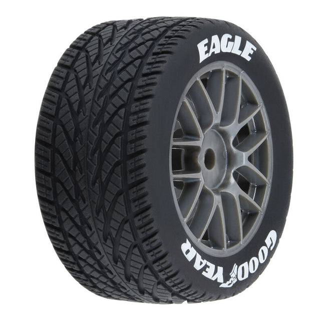 Pro-Line 1/12 Goodyear Eagle Wet Tire F/R Mounted Gray Wheels (4): Losi NASCAR PRO1028310