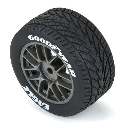 Pro-Line 1/12 Goodyear Eagle Wet Tire F/R Mounted Gray Wheels (4): Losi NASCAR PRO1028310