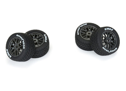 Pro-Line 1/12 Goodyear Eagle Wet Tire F/R Mounted Gray Wheels (4): Losi NASCAR PRO1028310