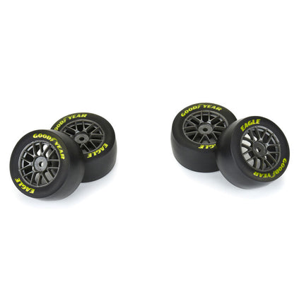Pro-Line 1/12 Goodyear Eagle Soft Tire F/R MTD Gray Wheels (4): Losi NASCAR – Part #: PRO1030411