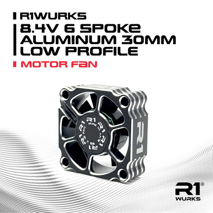R1WURKS 8.4V 6-Spoke Aluminum 30mm Low-Profile Motor Fan – Part #060026