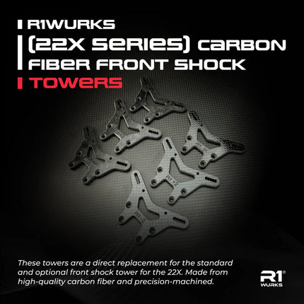 R1WURKS (22X Series) Carbon Fiber Front Shock Tower – TLR 22X – 900197 / 900198 / 900199