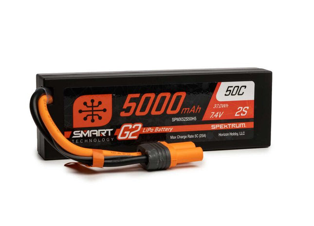 Spektrum RC 2S Smart G2 LiPo Battery (7.4V/5000mAh, 50C, IC5) Part# SPMX52S50H5