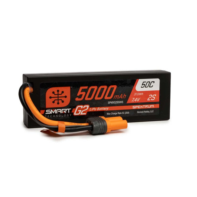 Spektrum RC 2S Smart G2 LiPo Battery (7.4V/5000mAh, 50C, IC5) Part# SPMX52S50H5