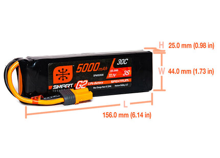Spektrum Smart G2 11.1V 5000mAh 3S 30C LiPo Battery (IC5) – SPMX53S30