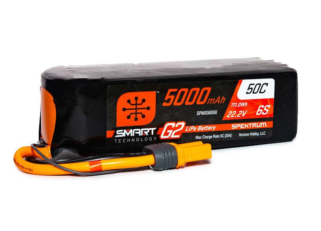 Spektrum RC 6S Smart G2 50C LiPo Battery w/IC5 – 22.2V 5000mAh – SPMX56S50