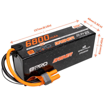 Spektrum RC 6S 120C Smart G2 Pro Basher LiPo Battery (22.2V/6800mAh) w/IC5 Connector SPMXB6S68