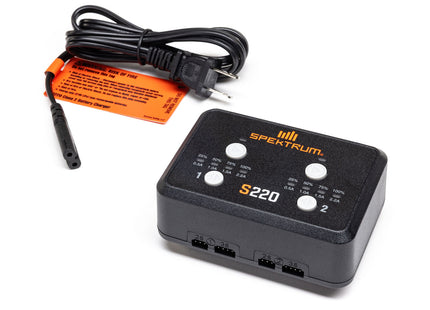 Spektrum S220 AC 2x20W Dual LiPo Balance Charger  Part #: SPMXC0220