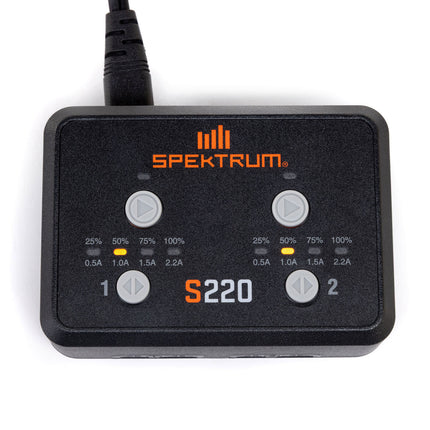 Spektrum S220 AC 2x20W Dual LiPo Balance Charger  Part #: SPMXC0220