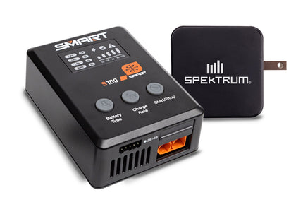 Spektrum RC S100 Smart Charger w/USB-C GaN Power Supply Combo (4S/100W) Part# SPMXC2090P