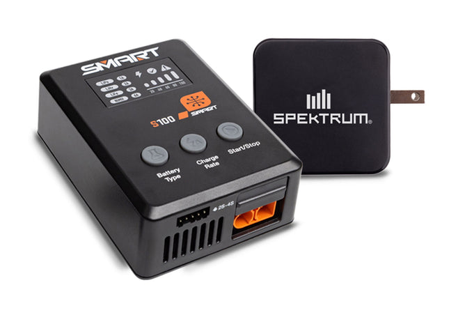 Spektrum RC S100 Smart Charger w/USB-C GaN Power Supply Combo (4S/100W) Part# SPMXC2090P