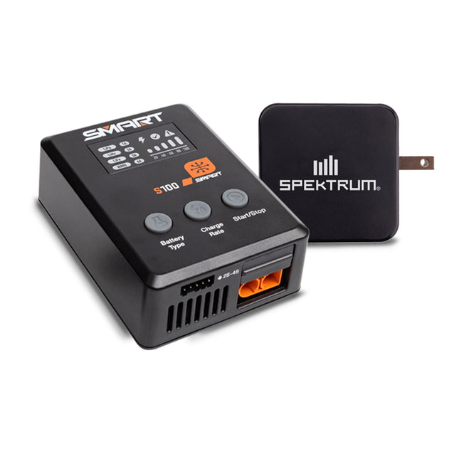 Spektrum RC S100 Smart Charger w/USB-C GaN Power Supply Combo (4S/100W) Part# SPMXC2090P