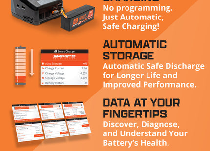 Spektrum RC S100 Smart Charger w/USB-C GaN Power Supply Combo (4S/100W) Part# SPMXC2090P