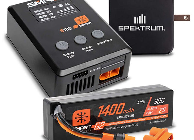 Spektrum RC Smart PowerStage Surface Bundle w/2S Smart 30C LiPo Battery (1400mAh) (IC2) - Part#: SPMXPSS215