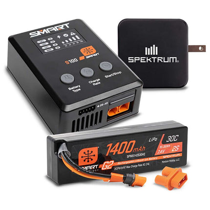 Spektrum RC Smart PowerStage Surface Bundle w/2S Smart 30C LiPo Battery (1400mAh) (IC2) - Part#: SPMXPSS215
