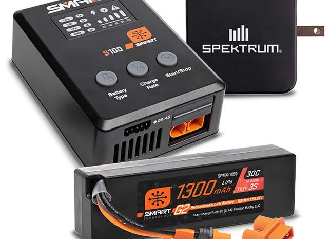 Spektrum RC Smart PowerStage Surface Bundle w/3S Smart 30C LiPo Battery (1300mAh) (IC2) - Part#: SPMXPSS315