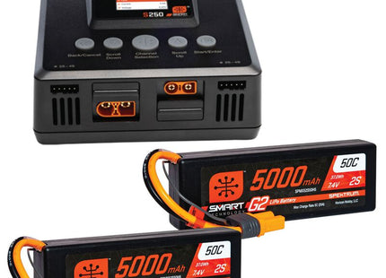 Spektrum Smart PowerStage 4S Surface Bundle w/ 2× Smart G2 2S 50C LiPo Batteries (5000mAh) – Part #SPMXPSS500