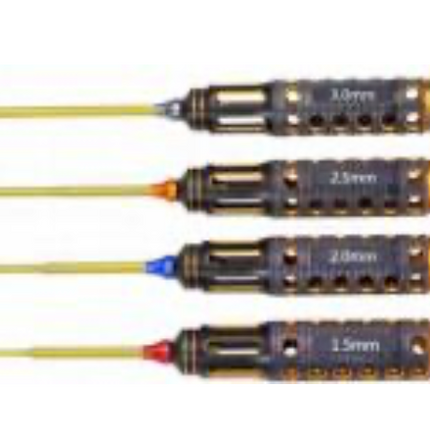 BOOF RC Titanium Hex Driver Set w/Hollow Honeycomb Knurled Aluminum Handles (4) (1.5/2.0/2.5/3.0mm)