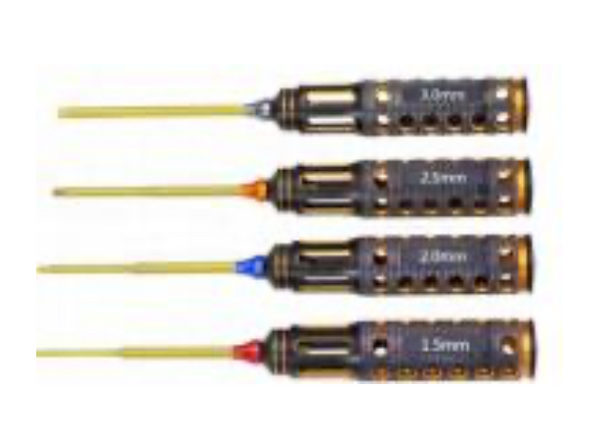 BOOF RC Titanium Hex Driver Set w/Hollow Honeycomb Knurled Aluminum Handles (4) (1.5/2.0/2.5/3.0mm)