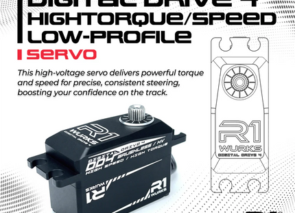 R1WURKS DD4 High Torque/Speed Low-Profile Servo – Part #050010