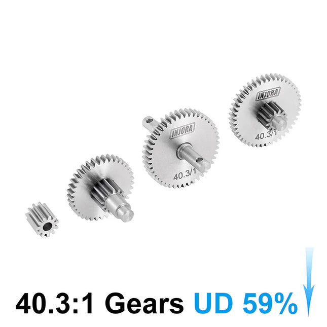 INJORA Overdrive & Underdrive Stainless Steel Transmission Gear Set for 1/18 TRX4M – 4M-36