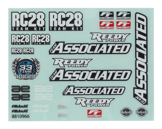 Team Associated RC28R Decal Sheet  Part #: 21654