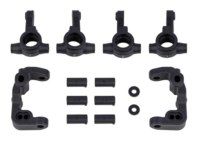 Team Associated RC10B6.4 -1mm Scrub Caster & Steering Blocks (Carbon) [91985]