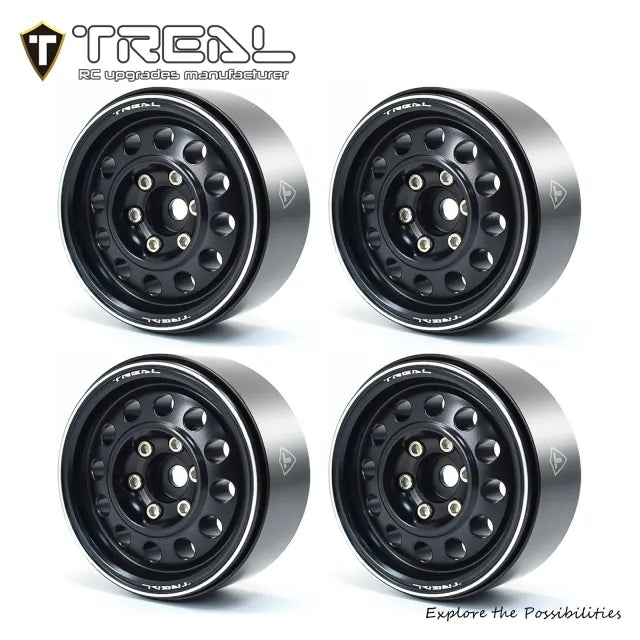 Treal Hobby Type I 1.9" Vintage 12-Hole Beadlock Wheels (Titanium) (4) – TLHTWHEEL-100