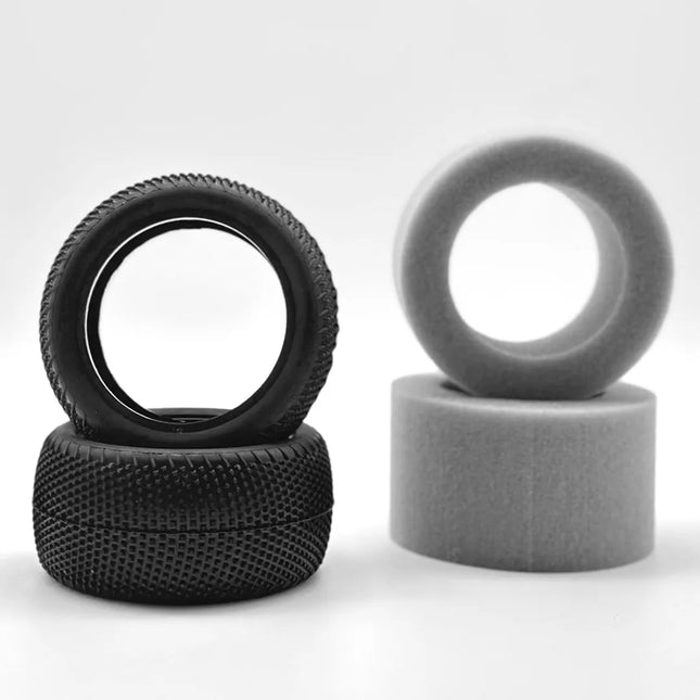 HotRace V2 Carpet 2.2" 1/10 4WD Rear Buggy Tires (2) w/Foam Inserts