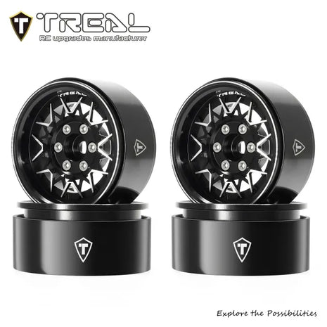 Treal Hobby Type V 1.9" V-Spoke Beadlock Wheels (Black) (4) – TLHTWHEEL-167