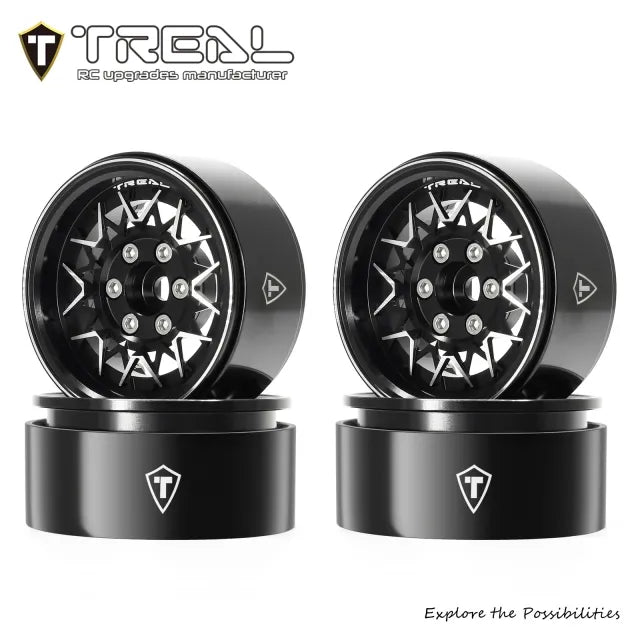 Treal Hobby Type V 1.9" V-Spoke Beadlock Wheels (Black) (4) – TLHTWHEEL-167