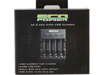 EcoPower NiMH & NiCD USB Battery Charger (4-Slot AA/AAA)  ECP-1015