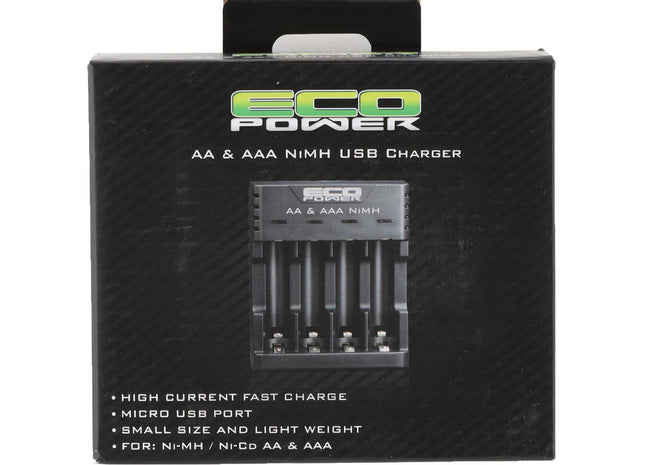 EcoPower NiMH & NiCD USB Battery Charger (4-Slot AA/AAA)  ECP-1015