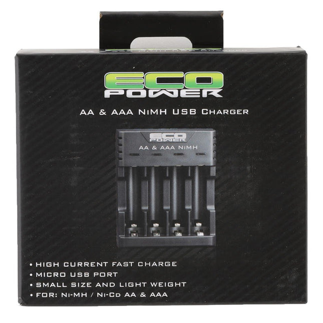EcoPower NiMH & NiCD USB Battery Charger (4-Slot AA/AAA)  ECP-1015