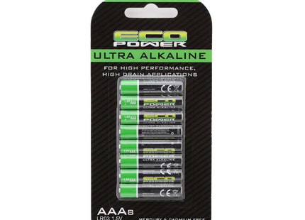 EcoPower Ultra Alkaline AAA Batteries (8)  Part # ECP-5060