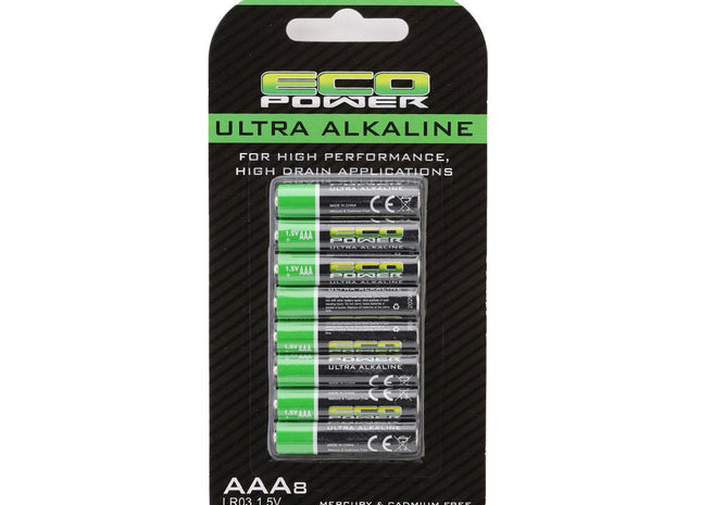 EcoPower Ultra Alkaline AAA Batteries (8)  Part # ECP-5060
