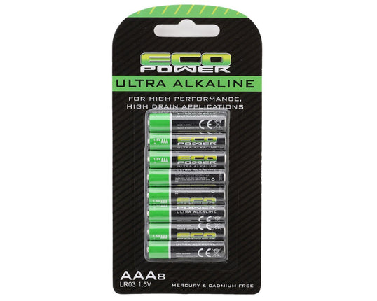 EcoPower Ultra Alkaline AAA Batteries (8)  Part # ECP-5060