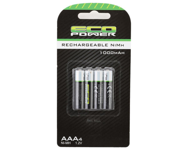 EcoPower High Power Rechargeable AAA NiMH Batteries (4) (1.2V/1000mAh) – ECP-5063