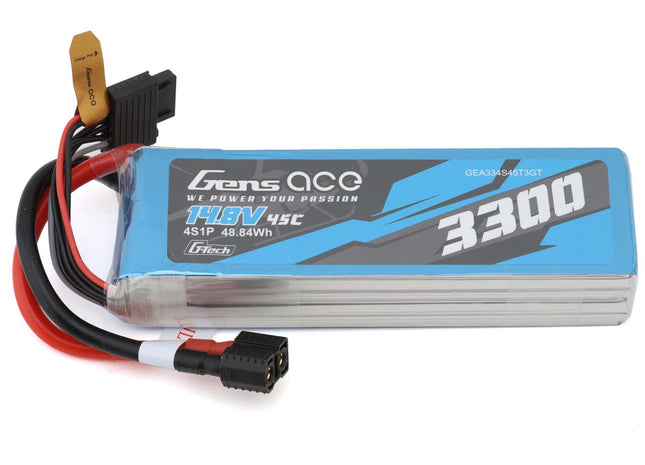 Gens Ace G-Tech Smart 4S LiPo Battery 45C (14.8V/3300mAh) – Universal Connector  Part Number: GEA334S45T3GT