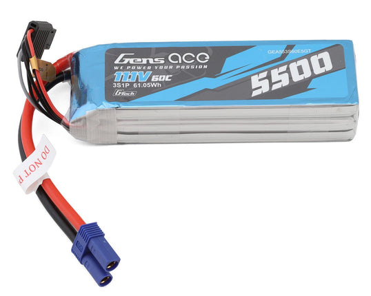 Gens Ace G-Tech Smart 3S LiPo Battery 60C (11.1V/5500mAh) w/EC5 Connector  Part Number: GEA553S60E5GT
