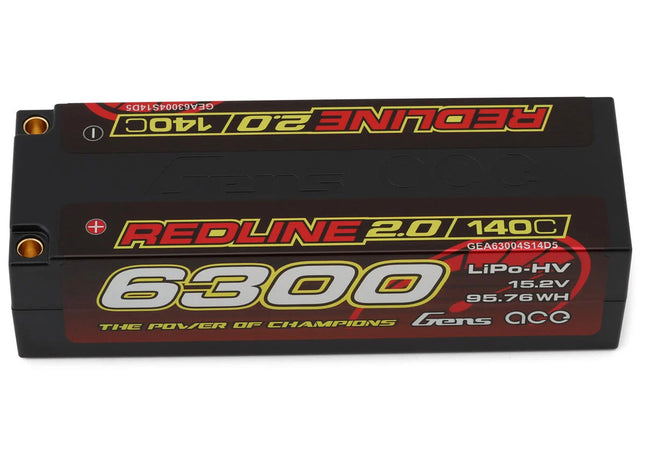 Gens Ace Redline 2.0 4S LiHV Battery 140C (15.2V/6300mAh) w/5.0mm Bullet