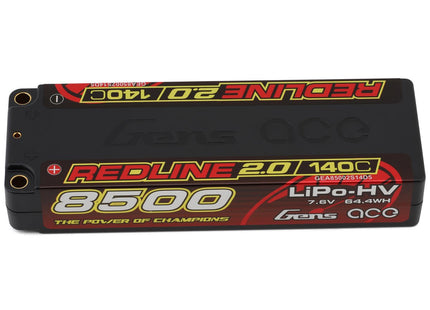 Gens Ace Redline 2.0 2S LiHV Battery 140C (7.6V/8500mAh) w/5mm Bullets (Part #GEA85002S14D5)