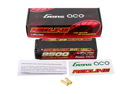 Gens Ace Redline 2.0 2S LiHV Battery 140C (7.6V/8500mAh) w/5mm Bullets (Part #GEA85002S14D5)