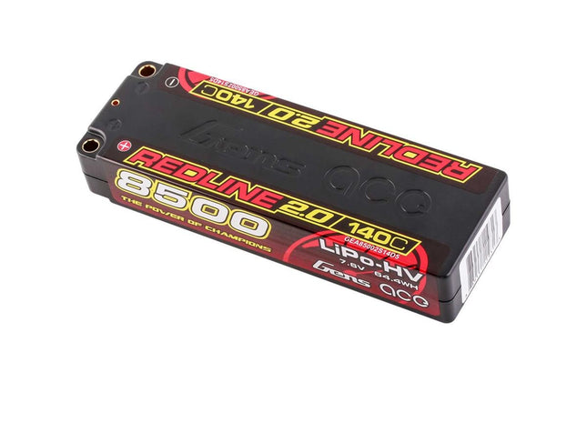 Gens Ace Redline 2.0 2S LiHV Battery 140C (7.6V/8500mAh) w/5mm Bullets (Part #GEA85002S14D5)