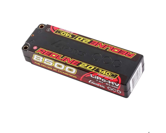 Gens Ace Redline 2.0 2S LiHV Battery 140C (7.6V/8500mAh) w/5mm Bullets (Part #GEA85002S14D5)