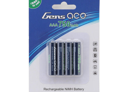 Gens Ace High Power Rechargeable AAA NiMH Battery (1.2V / 750mAh) (4-Pack) – GEANM7501S3A